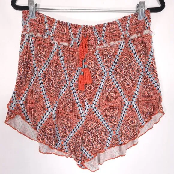 ANTHROPOLOGIE 2pc Set LARGE Loungewear‎ Top Ruffle Smocked Shorts Pajama